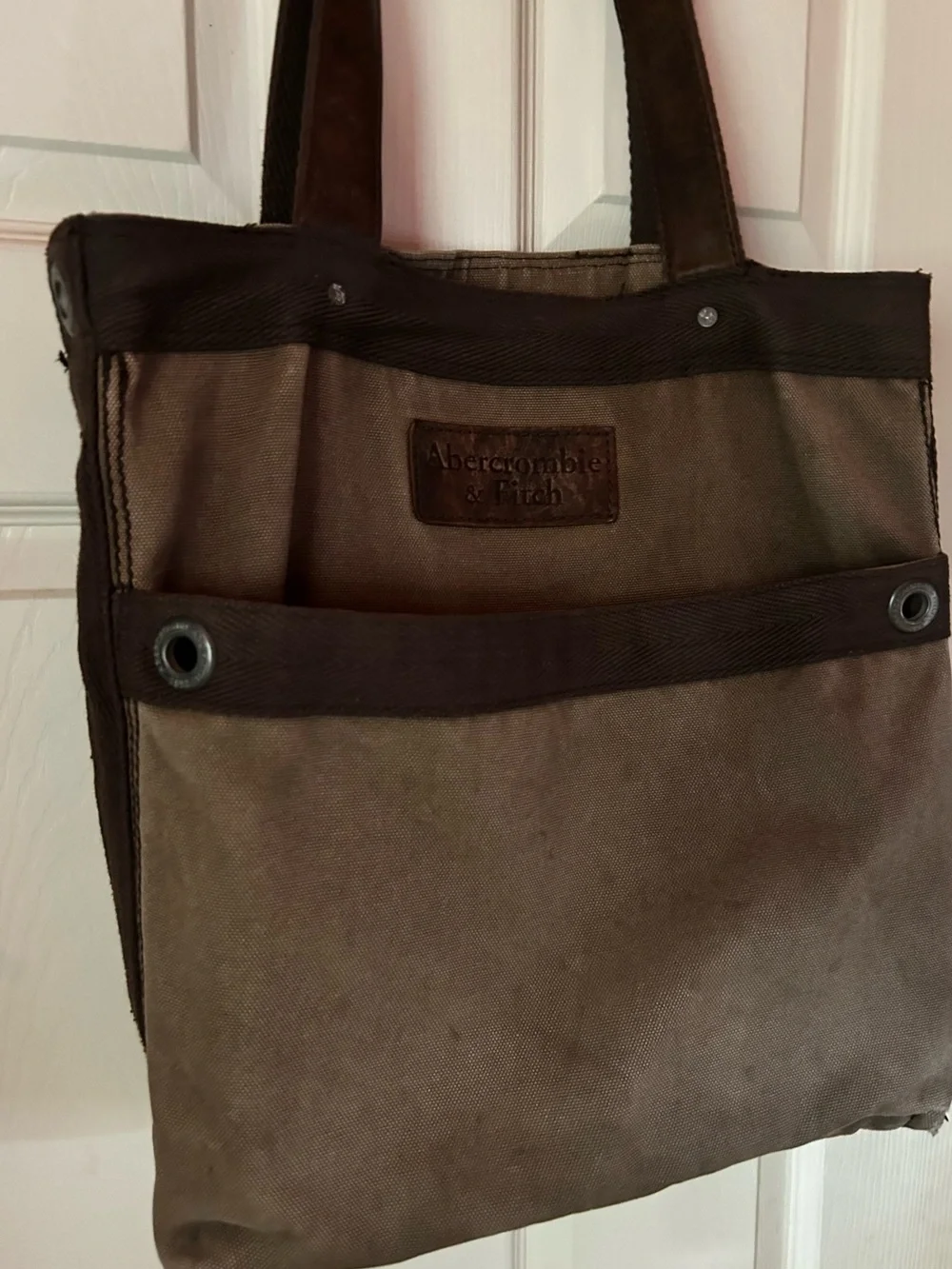 Abercrombie & Fitch Ragged Brown Canvas Tote Bag